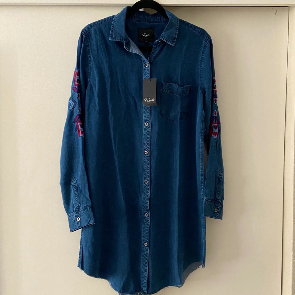 NWT Rails chambray embroidered shirt dress